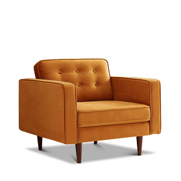 Casey Velvet Lounge Chair Orange Velvet