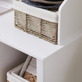 Hall Tree Entryway Bench With Coat Rack, With Shoe Cubbies For Bedroom, White, 59.8'' W X 15.8'' D X 76.8''H. White Particle Board