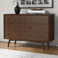 Caroline Mid Century Modern Solid Wood Dresser Brown Solid Wood