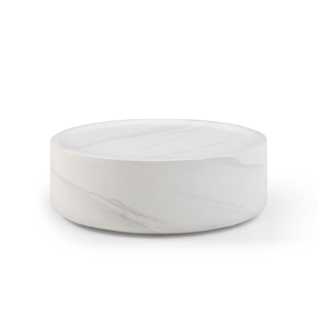 35.43'' Round Coffeee Table ,Marble Table ,Simple Modern Center Cocktail Table ,Sturdy Fiberglass Table For Living Room, No Need Assembly,White White Fiberglass