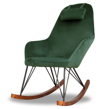 Chloe Mid Century Modern Rocker Livingroom And Bedroom Chair Green Velvet