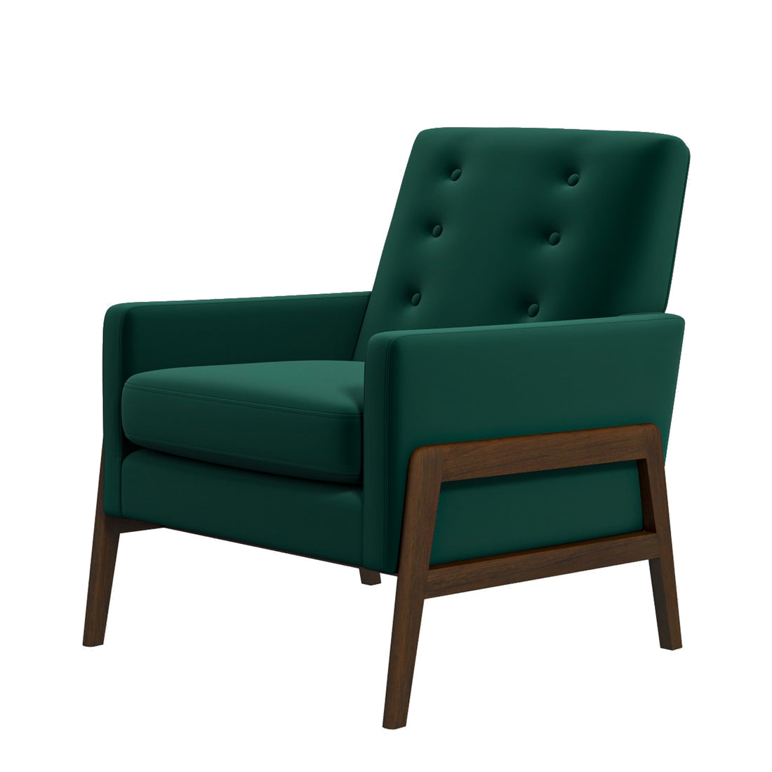 Cole Solid Wood Lounge Chair Green Fabric