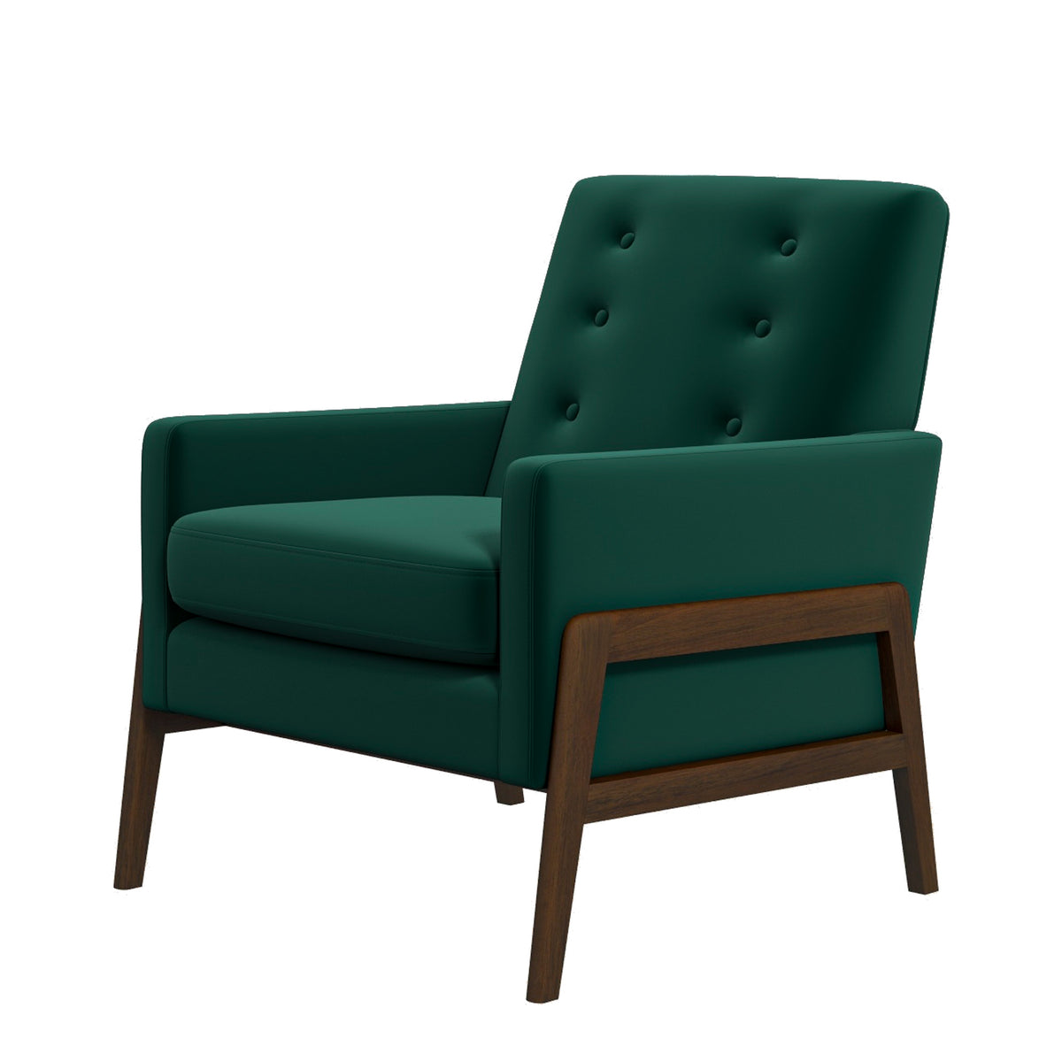 Cole Solid Wood Lounge Chair Green Fabric