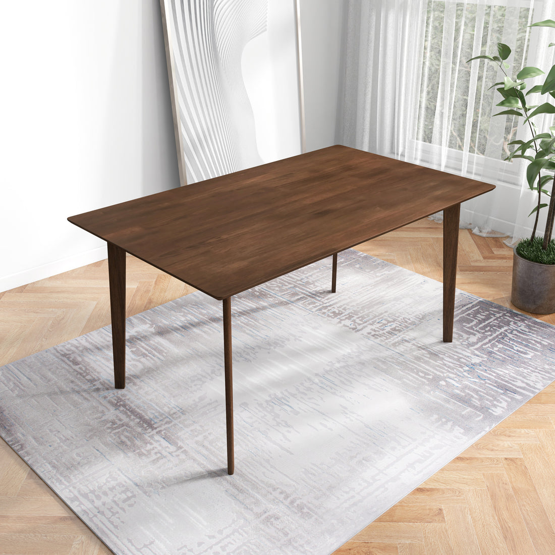 Carlos Solid Wood Dining Table Brown Solid Wood