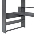 Wood Twin Size Gaming Loft Bed With Desk, Multi Storage Shelves, Led And Charging Station, Dark Gray Box Spring Not Required Twin Dark Gray Wood Bedroom Bed Frame Solid Wood Mdf