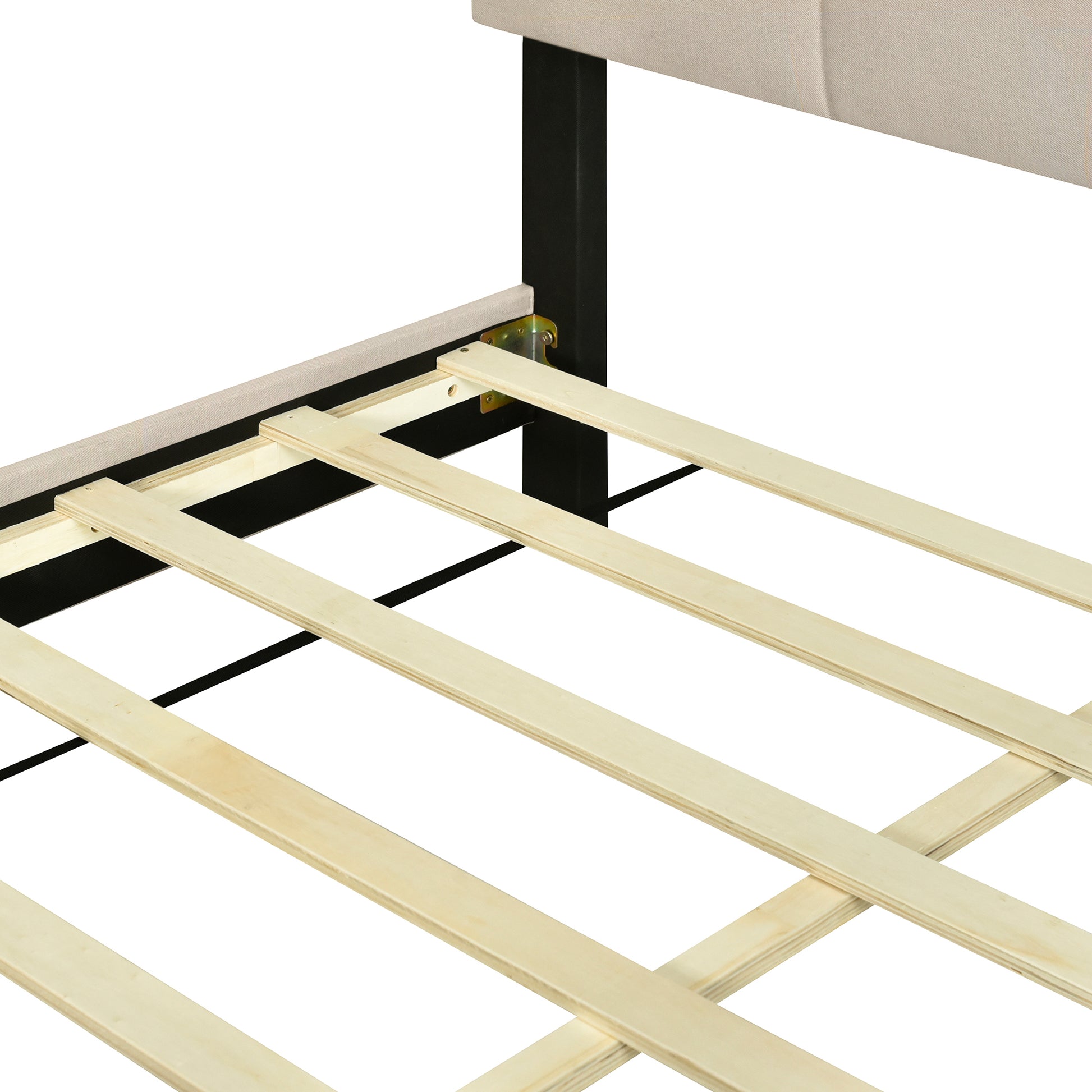 Queen Size Upholstered Platform Bed With Storage Headboard, Sensor Light And A Set Of Sockets And Usb Ports, Linen Fabric, Beige Beige Linen