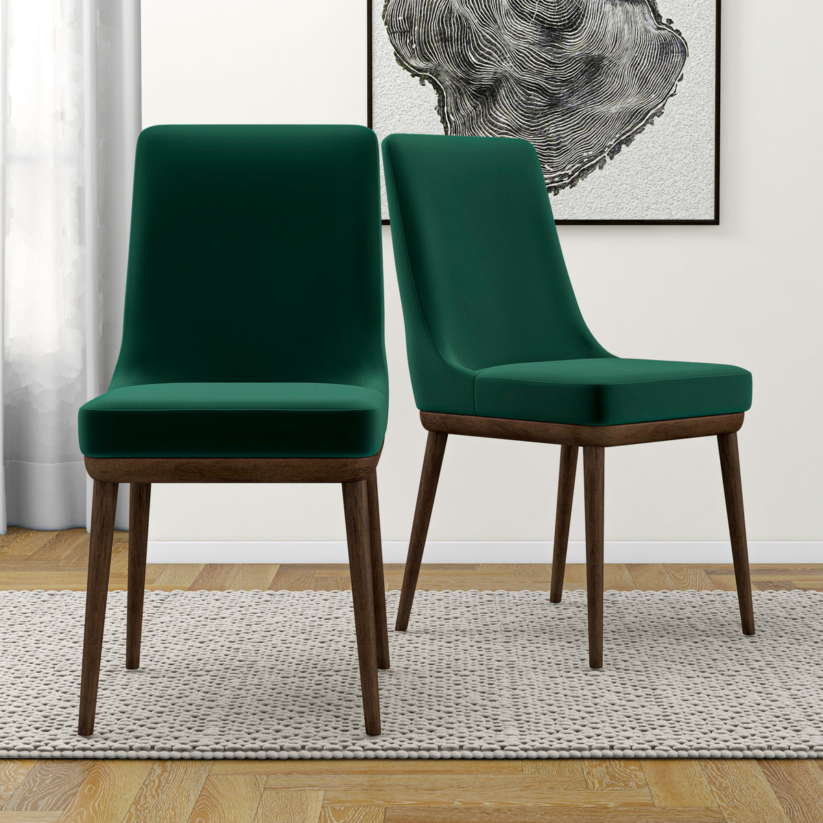 Kate Mid Century Modern Dining Chair Set Of 2 Multi Velvet