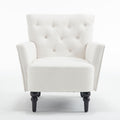 Mid Century Morden Arm Chair, Accent Chair With Ergonomic Cushion,Upholstered In Linen Fabric, Solid Wood Legs,Upholstered Single Sofa Club Chair For Living Room, Bedroom, Home Office,Cream. Cream Primary Living Space Mid Century Modern,Modern Rubberwood