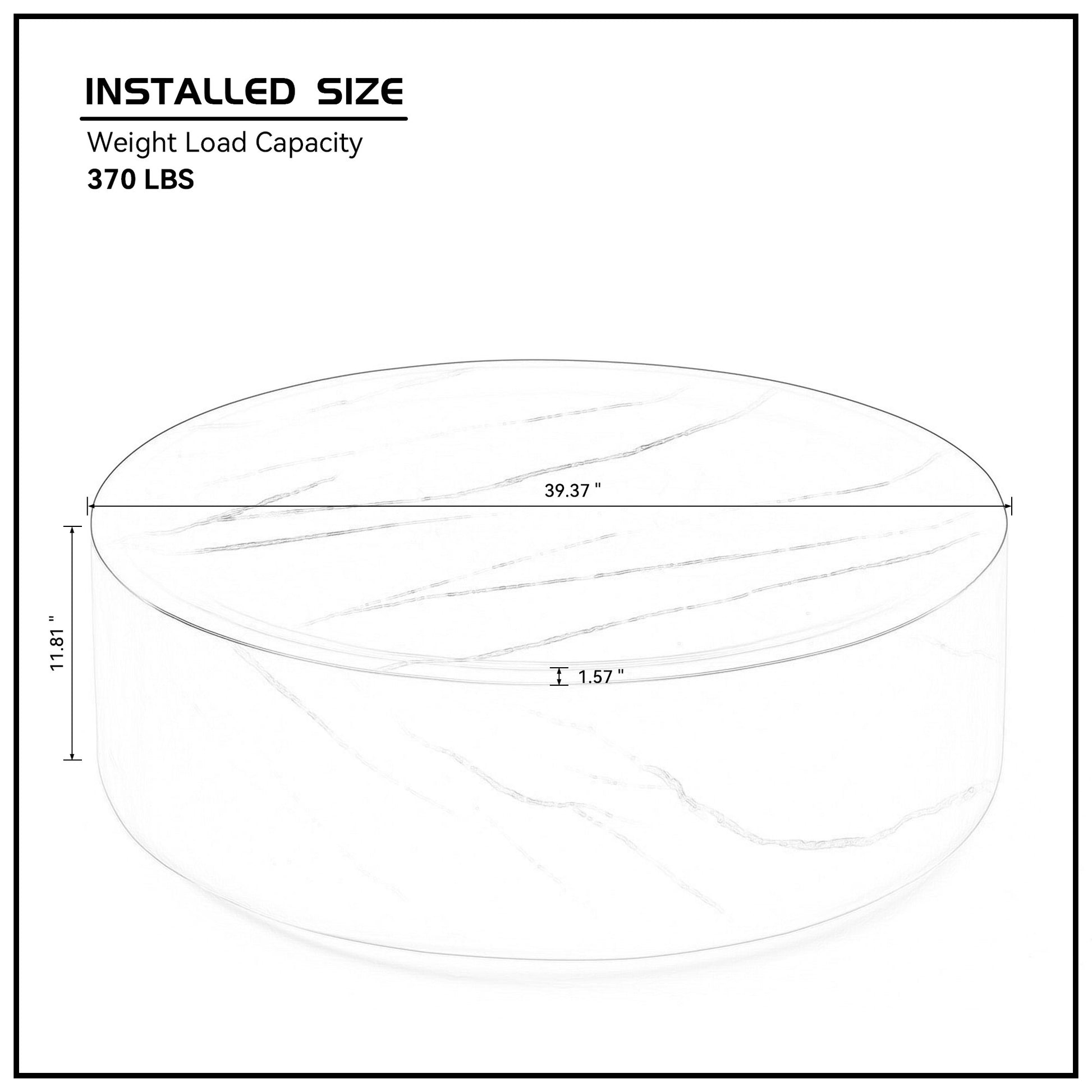 39.37'' Black Marble Round Coffee Table Sturdy Fiberglass Table For Living Room ,No Need Assembly. Black Fiberglass