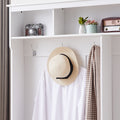 Hall Tree Entryway Bench With Coat Rack, With Shoe Cubbies For Bedroom, White, 59.8'' W X 15.8'' D X 76.8''H. White Particle Board