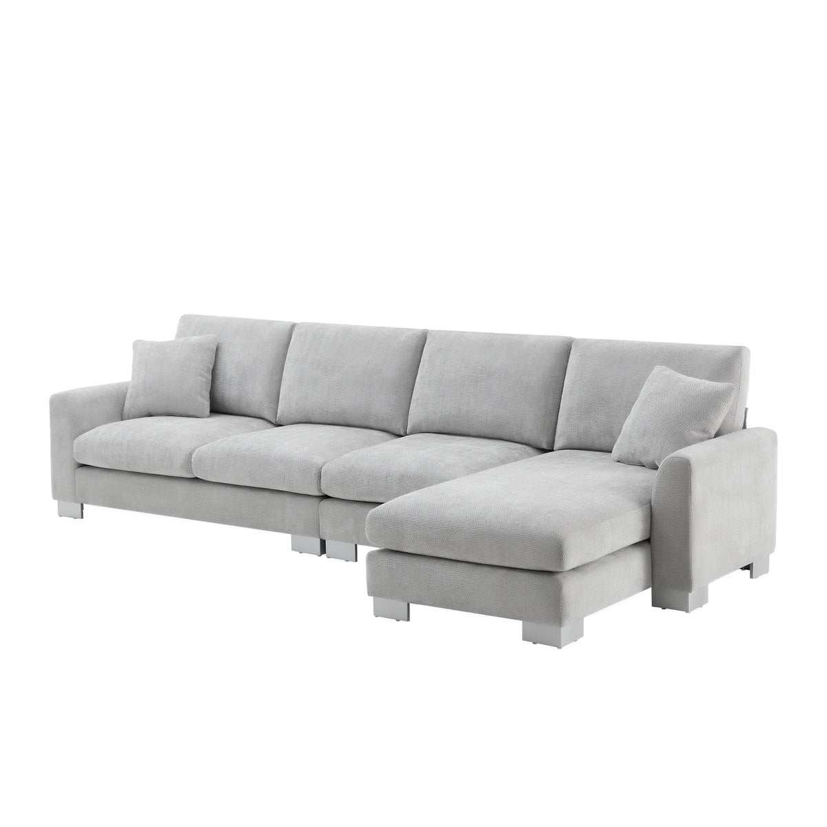119*55" Modern Oversized Sectional Sofa,L Shaped Luxury Couch Set With 2 Free Pillows,5 Seat Chenille Indoor Furniture With Chaise For Living Room,Apartment,Office,2 Colors Light Gray Chenille 5 Seat
