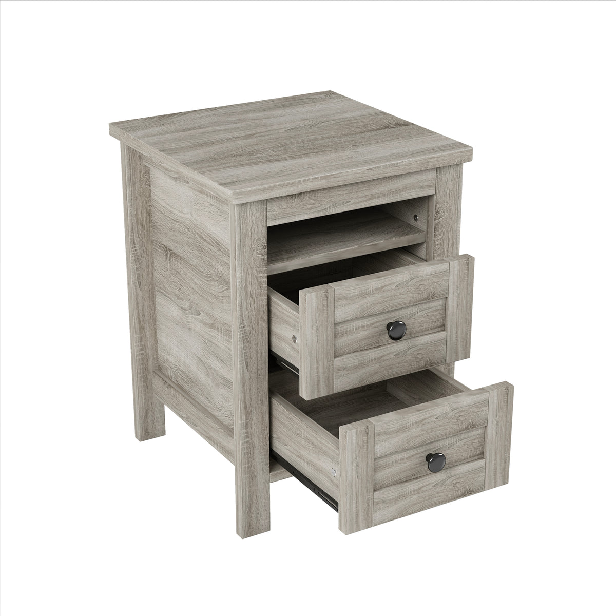 3 Pieces Bedroom Sets Full Size Farmhouse Platform Bed With Double Sliding Door Storage Headboard And Charging Station, Storage Nightstand And Dresser, Antique Gray Full Antique Gray 3 Piece Set Particle Board