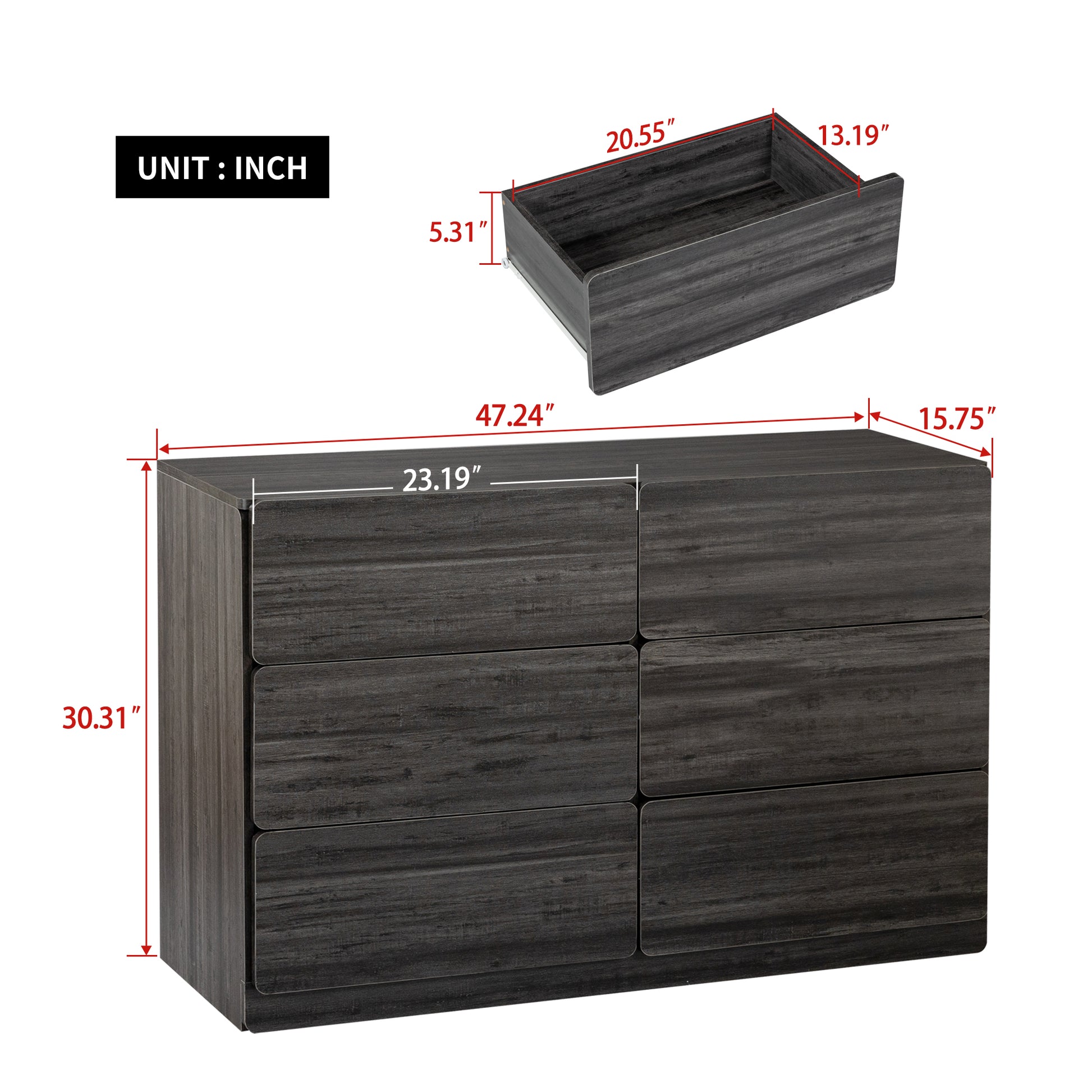 Drawer Dresser Cabinet,Sideboard,Bar Cabinet,Buffet Server Console,Table Storge Cabinets,Flat Out The Corners Of The Drawers,Six Drawers,For Dining Room,Living Room,Bedroom,Kitchen Hallway,Dark Gray