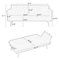 67.71 Inch Faux Leather Sofa Bed With Adjustment Armres White Light Brown Faux Leather Wood Primary Living Space Medium Soft Loose Back Contemporary Eucalyptus Square Arms Foam Pvc 2 Seat