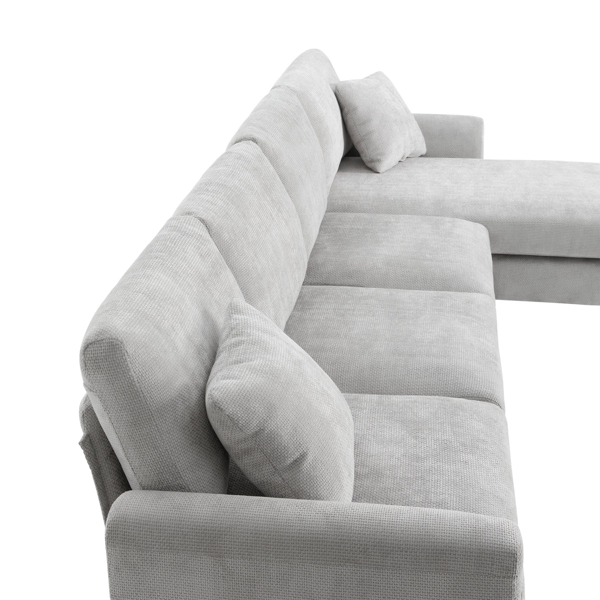 119*55" Modern Oversized Sectional Sofa,L Shaped Luxury Couch Set With 2 Free Pillows,5 Seat Chenille Indoor Furniture With Chaise For Living Room,Apartment,Office,2 Colors Light Gray Chenille 5 Seat