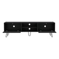 Waco Tv Rack, Hairpin Stand With Spacious Storage And Cable Management Holes, Black Black 50 59 Inches Particle Board Pine