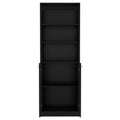 Vinton 2 Door Bookcase With Upper Shelves, Black Black Particle Board Pine