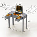 Sleek Grey Vanity Table With Led Lights, Flip Top Mirror And 2 Drawers, Jewelry Storage For Women Dressing Grey 2 Drawers Mdf