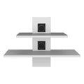 Havre Floating Shelf, Dual Shelf Wall Unit With Cable Management, White White Particle Board Pine