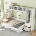 Full Size Murphy Bed Wall Bed With Closet And Drawers,White White Mdf Lvl