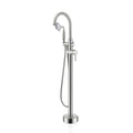 Freestanding Tub Filler Bathtub Faucet Brushed Nickel With Hand Held Shower Floor Mount Brushed Nickel Brass