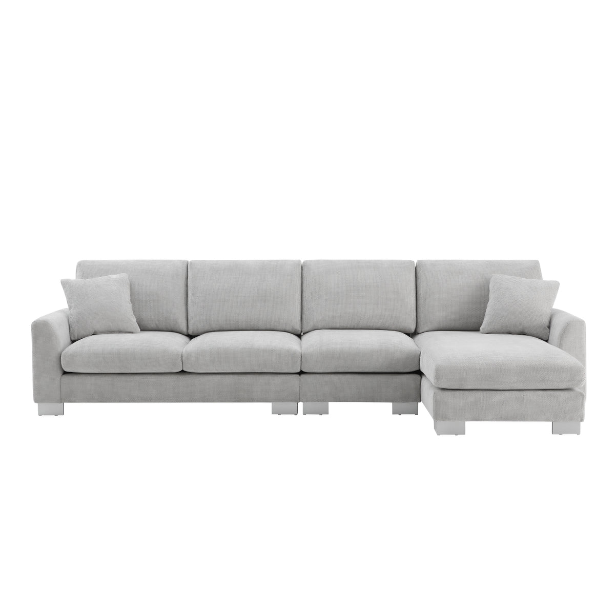 119*55" Modern Oversized Sectional Sofa,L Shaped Luxury Couch Set With 2 Free Pillows,5 Seat Chenille Indoor Furniture With Chaise For Living Room,Apartment,Office,2 Colors Light Gray Chenille 5 Seat