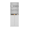 Vinton 2 Door Bookcase With Upper Shelves, White White Particle Board Pine