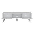 Waco Tv Rack, Hairpin Stand With Spacious Storage And Cable Management Holes, White White 50 59 Inches Particle Board Pine