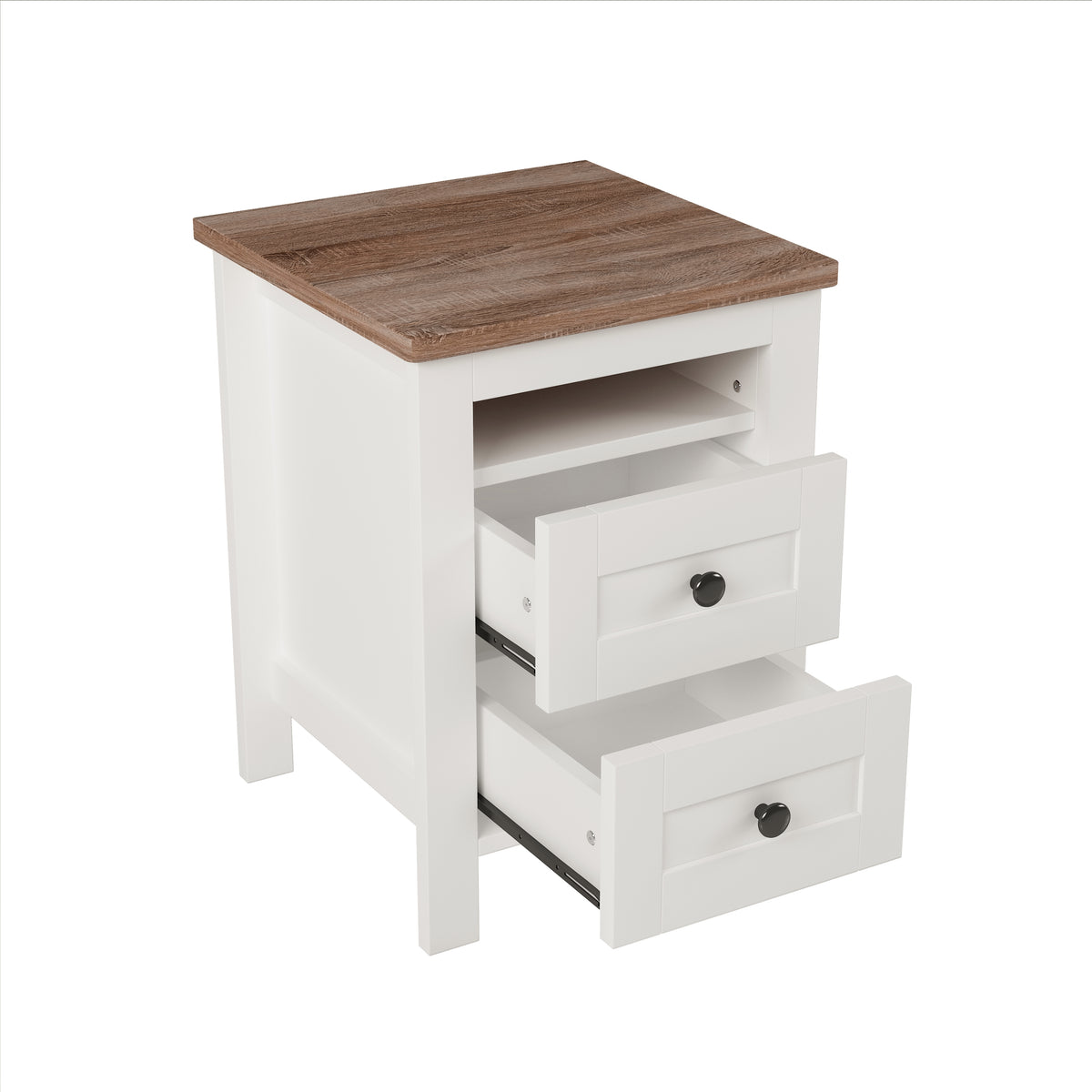 3 Pieces Bedroom Sets Full Size Farmhouse Platform Bed With Double Sliding Door Storage Headboard And Charging Station, Storage Nightstand And Dresser, White Brown Full White 3 Piece Set Particle Board