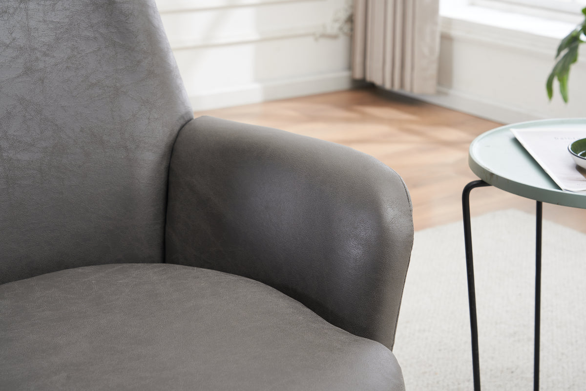 Pu Leather Swivel Barrel Chair, Swivel Accent Chairs Armchair For Living Room, Reading Chairs For Bedroom Comfy, Round Barrel Chairs With Gold Stainless Steel Base Grey Grey Primary Living Space