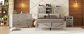 3 Pieces Bedroom Sets Full Size Farmhouse Platform Bed With Double Sliding Door Storage Headboard And Charging Station, Storage Nightstand And Dresser, Antique Gray Full Antique Gray 3 Piece Set Particle Board
