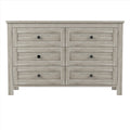 Retro Farmhouse Style Wooden Dresser With 6 Drawer, Storage Cabinet For Bedroom, Anitque Gray Antique Gray Particle Board