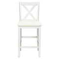 5 Pieces Counter Height Rustic Farmhouse Dining Room Wooden Bar Table Set With 4 Chairs, White White Wood Dining Room Solid Wood Rubberwood Rectangular Dining Table With Chair Upholstered Chair Wood White Solid Back Seats 4 4 Leg Foam Solid Wood
