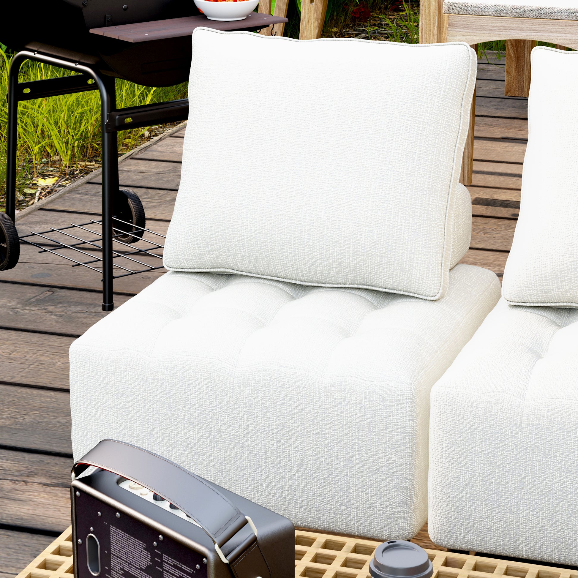 Outdoor Modular Sofa, With Aluminum Structure, Support Cushion And Back Cushion Cover Removable, Fade Resistant, Waterproof Sofa Cover Included,Beige The Ratebased On A Single Piece 5Unit Beige Aluminium 5 Seat