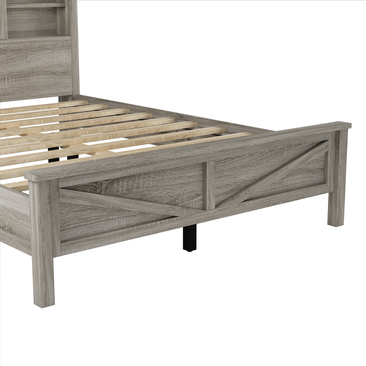 3 Pieces Bedroom Sets Full Size Farmhouse Platform Bed With Double Sliding Door Storage Headboard And Charging Station, Storage Nightstand And Dresser, Antique Gray Full Antique Gray 3 Piece Set Particle Board