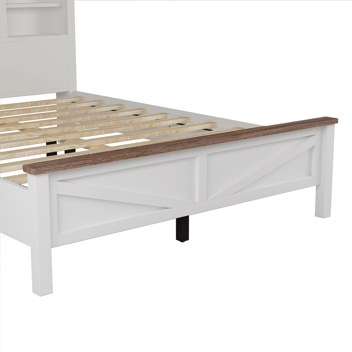 3 Pieces Bedroom Sets Full Size Farmhouse Platform Bed With Double Sliding Door Storage Headboard And Charging Station, Storage Nightstand And Dresser, White Brown Full White 3 Piece Set Particle Board