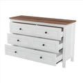 3 Pieces Bedroom Sets Full Size Farmhouse Platform Bed With Double Sliding Door Storage Headboard And Charging Station, Storage Nightstand And Dresser, White Brown Full White 3 Piece Set Particle Board