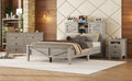 3 Pieces Bedroom Sets Full Size Farmhouse Platform Bed With Double Sliding Door Storage Headboard And Charging Station, Storage Nightstand And Dresser, Antique Gray Full Antique Gray 3 Piece Set Particle Board