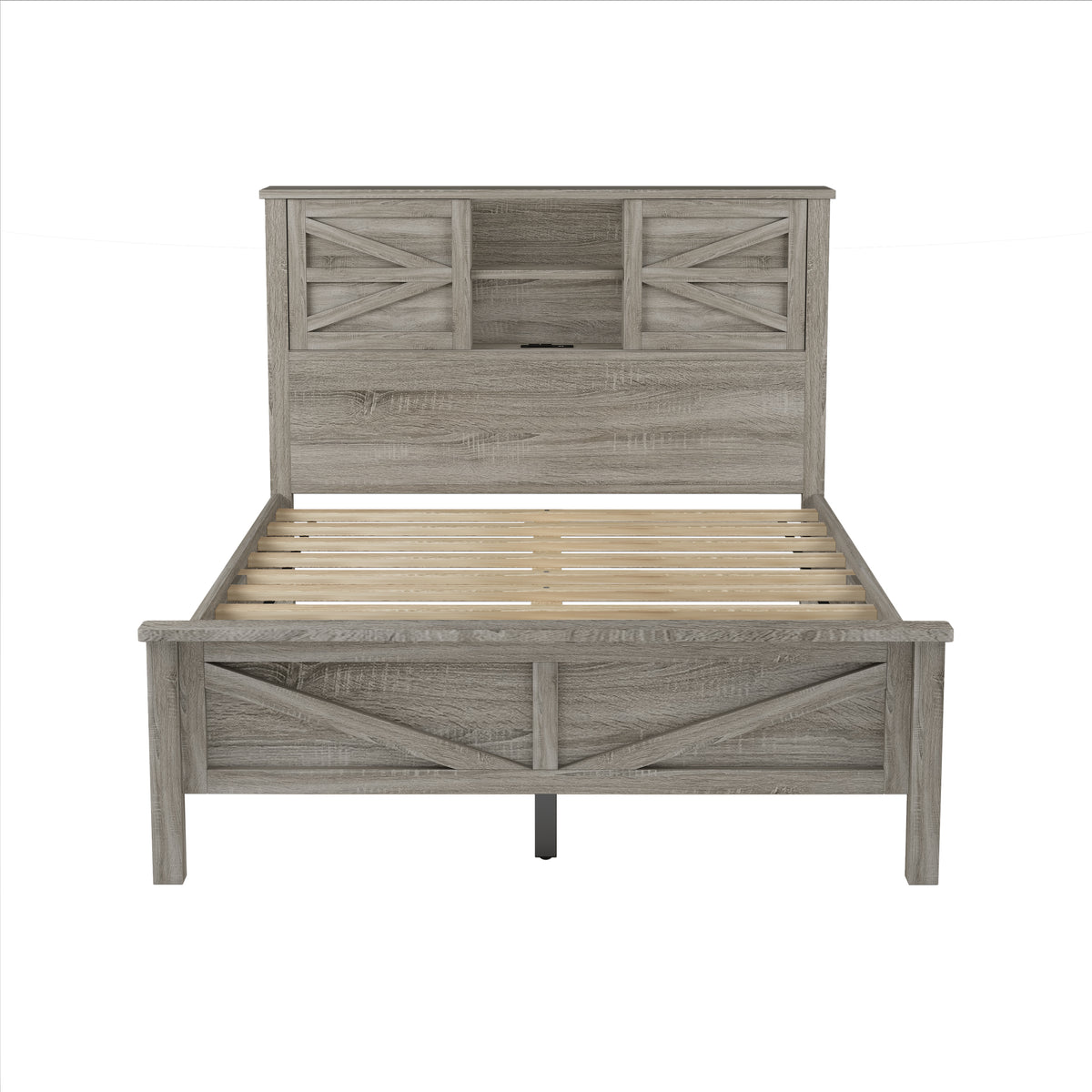 3 Pieces Bedroom Sets Full Size Farmhouse Platform Bed With Double Sliding Door Storage Headboard And Charging Station, Storage Nightstand And Dresser, Antique Gray Full Antique Gray 3 Piece Set Particle Board