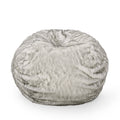 Negar 5 Foot Rounded Short Faux Fur Bean Bag, White And Gray White Gray Faux Fur