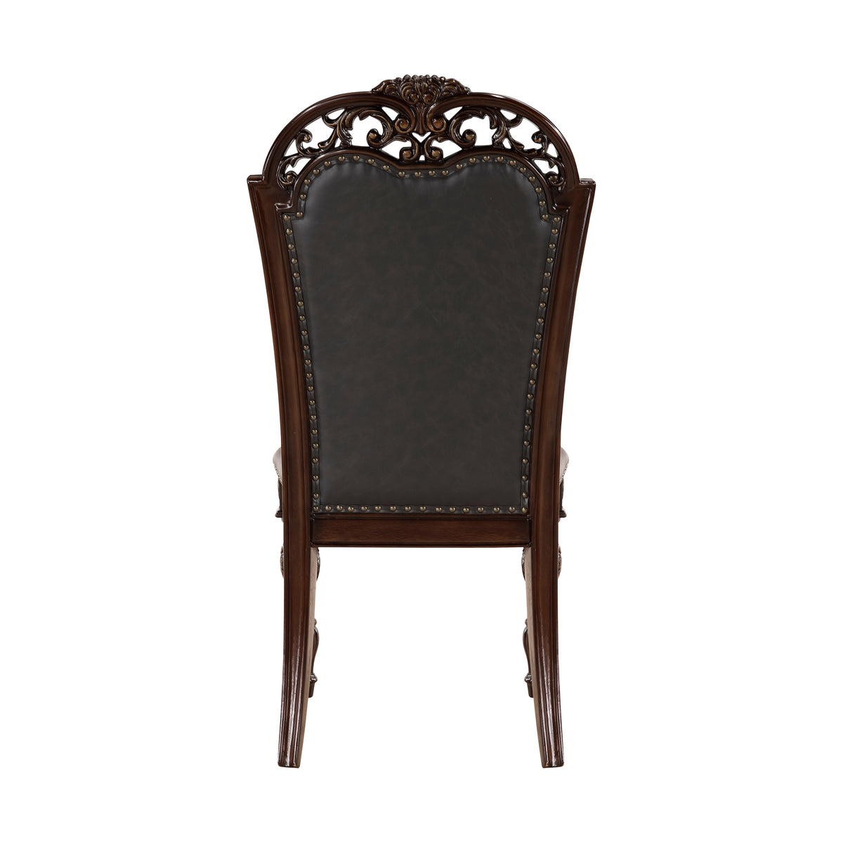 Formal Dining Chairs Set Of 2 Cherry Finish Button Tufted Faux Leather Upholstered Traditional Dining Room Furniture Elegant Classic Cherry Dining Room American Traditional,Luxury,Ornate Traditional,Traditional Side Chair Tufted Back Wood