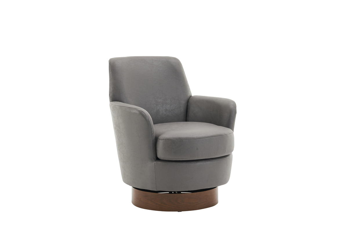 Pu Leather Swivel Barrel Chair, Swivel Accent Chairs Armchair For Living Room, Reading Chairs For Bedroom Comfy, Round Barrel Chairs With Gold Stainless Steel Base Grey Grey Primary Living Space