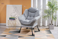 Living Room Chairs Modern Cotton Fabric Lazy Chair, Accent Contemporary Lounge Chair, Single Steel Frame Leisure Sofa Chair With Armrests And A Side Pocket Light Gray02 Light Gray Polyester Metal Primary Living Space Soft Polyester Fiber Pad Fabric 1