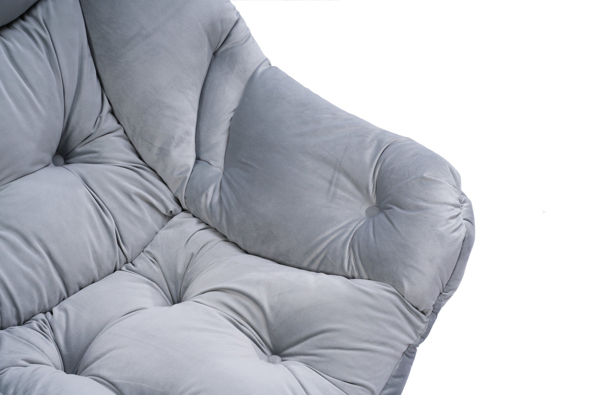 Living Room Chairs Modern Cotton Fabric Lazy Chair, Accent Contemporary Lounge Chair, Single Steel Frame Leisure Sofa Chair With Armrests And A Side Pocket Light Gray02 Light Gray Polyester Metal Primary Living Space Soft Polyester Fiber Pad Fabric 1