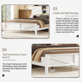 3 Pieces Bedroom Sets Full Size Farmhouse Platform Bed With Double Sliding Door Storage Headboard And Charging Station, Storage Nightstand And Dresser, White Brown Full White 3 Piece Set Particle Board