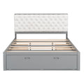 Wood Queen Size Platform Bed With Storage Headboard, Shoe Rack And 4 Drawers,Gray Box Spring Not Required Queen Gray Wood Bedroom Bed Frame Solid Wood Mdf