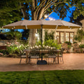 15X9Ft Large Double Sided Rectangular Outdoor Twin Patio Market Umbrella With Light And Base Taupe Taupe Metal
