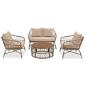 Bohemia Inspired 4 Person Outdoor Seating Group With Removable Cushions, Conversation Patio Set With Wood Tabletop, Beige Yes Beige Garden & Outdoor Complete Patio Sets Foam Wicker