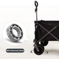 Folding Wagon, Heavy Duty Utility Beach Wagon Cart For Sand With Big Wheels, Adjustable Handle&Drink Holders For Shopping, Camping,Garden And Outdoor Black Garden & Outdoor American Design Fabric Steel