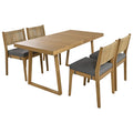 Multi Person Outdoor Acacia Wood Dining Table And Chair Set, Thick Cushions, Suitable For Balcony, Vourtyard, And Garden. Gray Acacia Wood